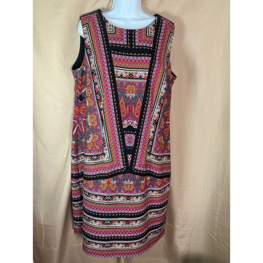 ILE New York Women Dress 14W Multi-color Excellent Paisley Scarf Print Sheath
